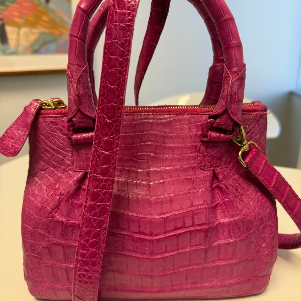 Nancy Gonzalez Pink Crocodile Leather Top Handle Satchel Bag — Brand Closed 2024 - Picture 2 of 7